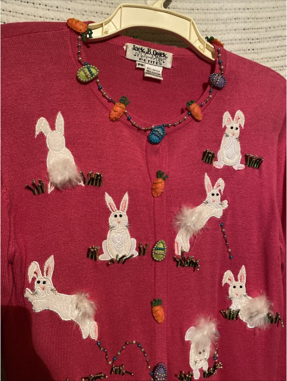 Jack B Women's Bunny Embellished Sweater Cardigan Size P/S